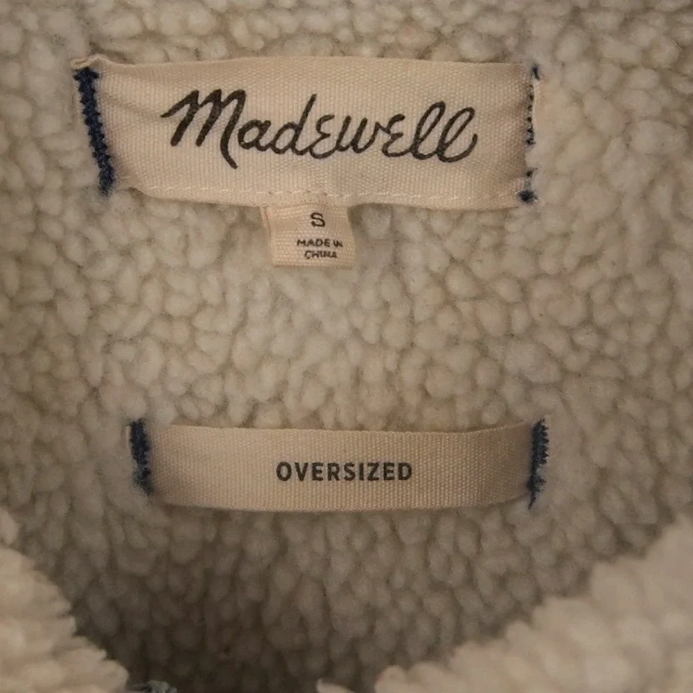 Madewell Western Women Sherpa Lined Denim Jacket Oversized Jean Trucker Coat S - Picture 8 of 11